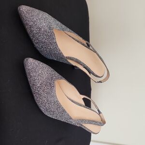 Ann Taylor Black and Gray Slingback Flats